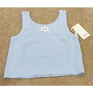 NWT MATE The Label Organic Thermal Crop Tank Top in Sky Size M